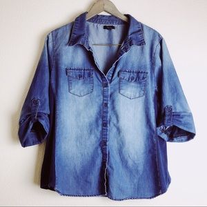 Blue Jean denim button down shirt plus size 3XL